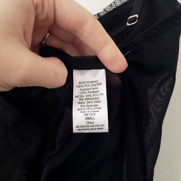 Boudoir Collection Black Teddy Lingerie Polka Dot Thong Set S NWOT - Picture 6 of 10